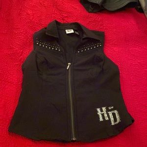 Women’s HD Harley-Davidson stretchy black denim motorcycle vest